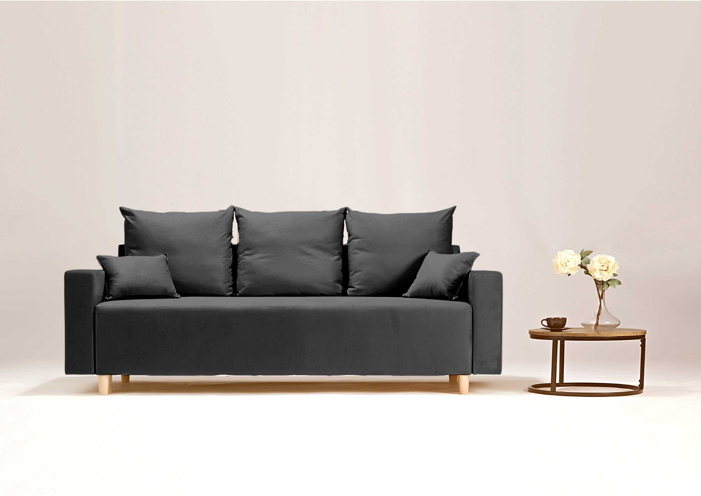 Czarna skandynawska sofa rozkładana
